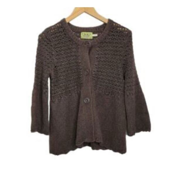 Vtg Juicy Couture Baby Doll Brown Button Down Wool Blend Thick Cardigan XL Prep - Picture 1 of 9
